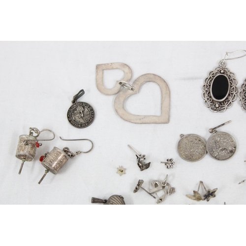 1107 - Qty of assorted silver pendants, earrings etc, all XRF tested silver, approx 68.78g gross