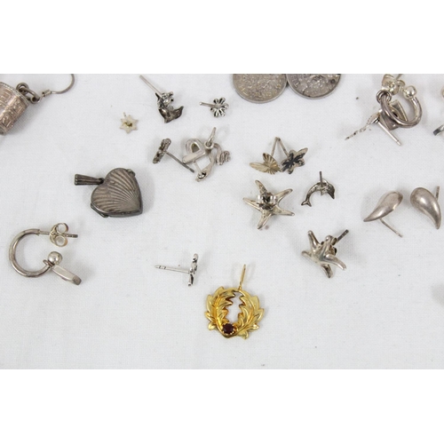 1107 - Qty of assorted silver pendants, earrings etc, all XRF tested silver, approx 68.78g gross