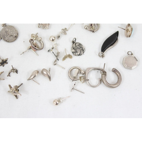 1107 - Qty of assorted silver pendants, earrings etc, all XRF tested silver, approx 68.78g gross