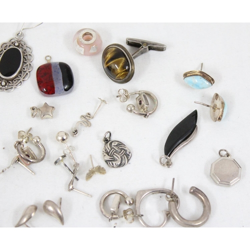 1107 - Qty of assorted silver pendants, earrings etc, all XRF tested silver, approx 68.78g gross