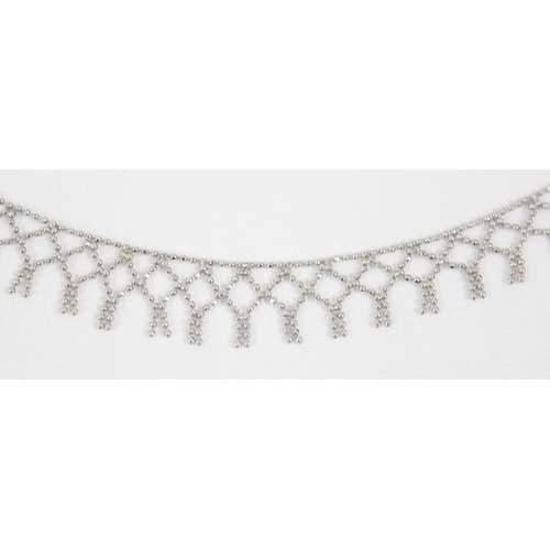 1115 - An Italian 18ct white gold Art Deco style bead necklace, fully marked on clasp and XRF tested to con... 