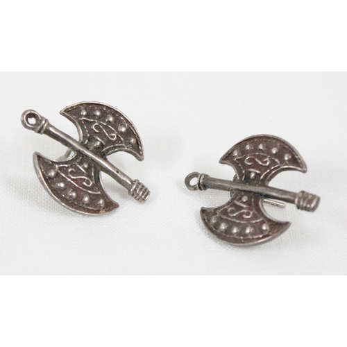 1118 - 2 antique silver and diamond floral set earrings with 18ct gold posts, both indistinctly marked but ... 