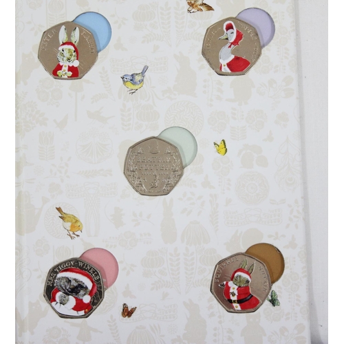 1249 - 3 Royal Mint 150 year of Beatrix Potter 50p collectors folder, CA50B15, each containing 5 coins, one... 