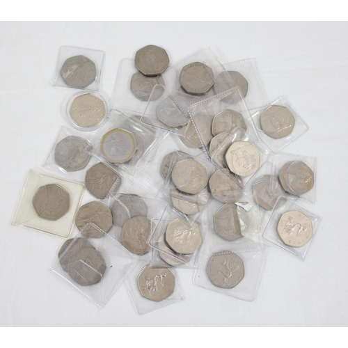 1255 - Qty off assorted large size 50p coins to inc 1993 EEC coin, Isle of Man etc, £18 face