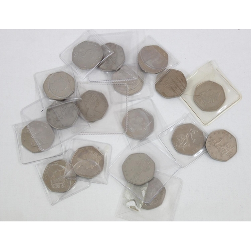 1255 - Qty off assorted large size 50p coins to inc 1993 EEC coin, Isle of Man etc, £18 face