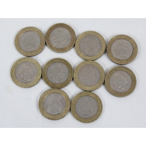 1267 - 10 assorted bi-metal £2 coins with enamel type colourful decoration