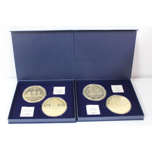 1270 - A set of 4 boxed Queen Elizabeth medallions and paperwork, 2016 gold plated copper proof medals 376g... 