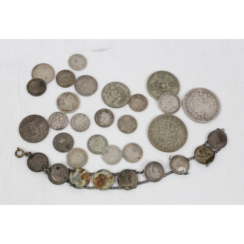 1283 - Qty of British full and half silver coins, approx 96.28g gross, to inc an 1844 Maundy 4d, 1890 half ... 