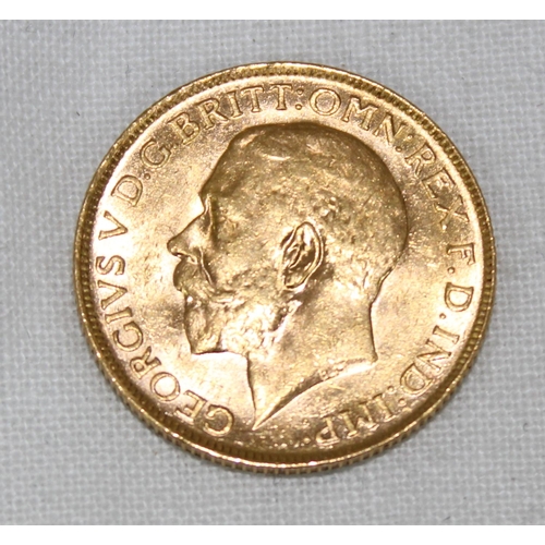 1291 - 1917 George V 22ct gold full sovereign coin, Perth mint, very good condition