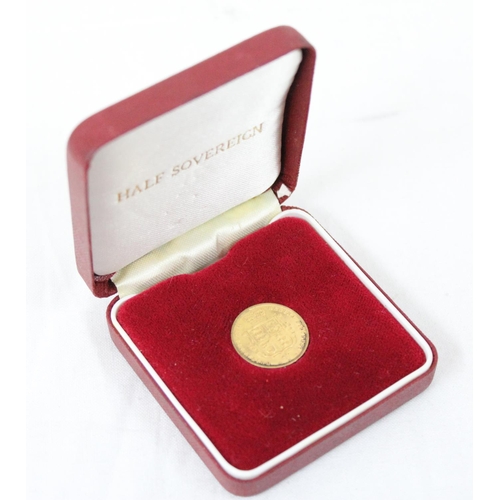 1299 - 1878 Queen Victoria shield back 22ct gold half sovereign coin, in later display box