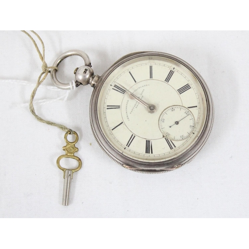 1340 - Silver cased pocket watch by Fattorini & Sons of Bradford, cased marked for Chester 1877, with assoc... 