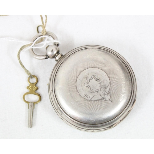 1340 - Silver cased pocket watch by Fattorini & Sons of Bradford, cased marked for Chester 1877, with assoc... 