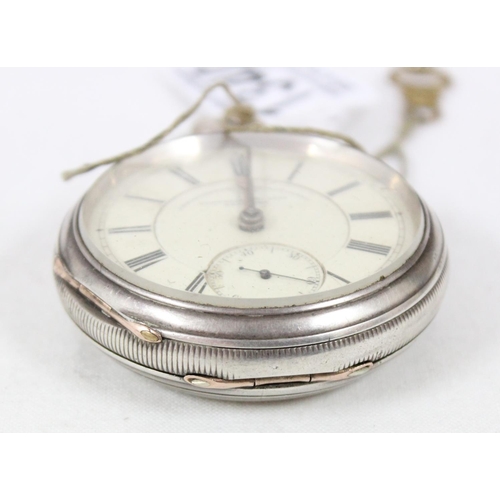 1340 - Silver cased pocket watch by Fattorini & Sons of Bradford, cased marked for Chester 1877, with assoc... 