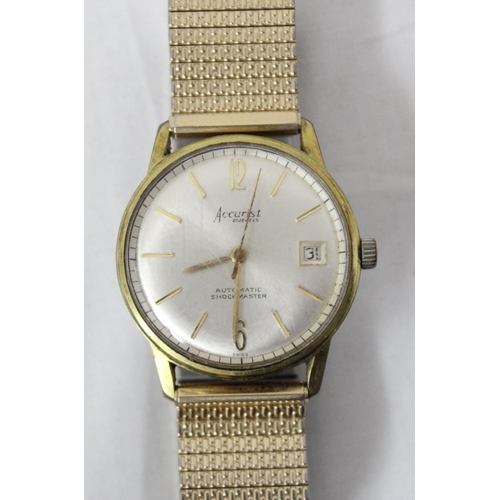 1342 - A vintage Accurist 21 jewels automatic wristwatch in gold plated case with expanding gold plated str... 