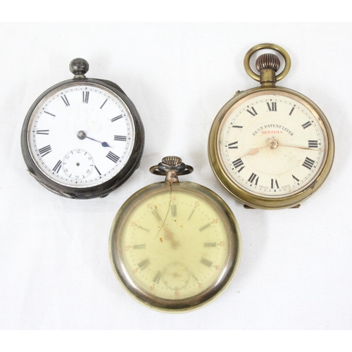 1343 - 3 vintage pocket watches, one with silver case marked for Birmingham 1886