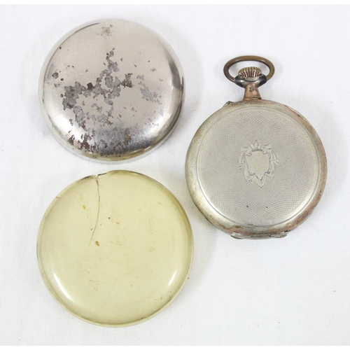 1343 - 3 vintage pocket watches, one with silver case marked for Birmingham 1886