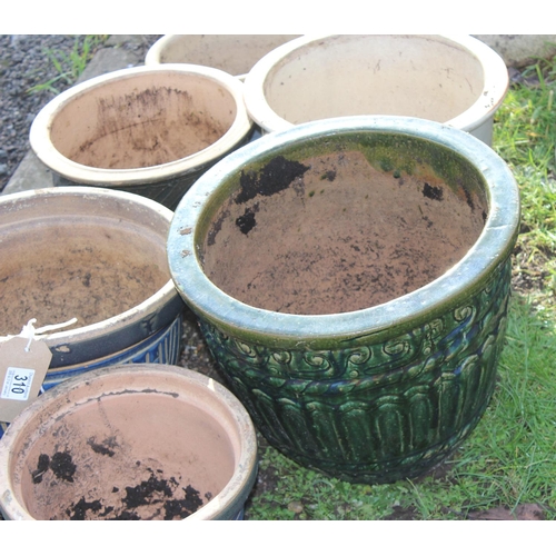 310 - 6 glazed garden pots