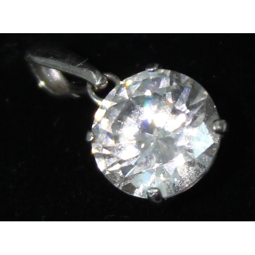 1149 - 9ct white gold mounted solitaire white stone pendant, approx 0.71g gross