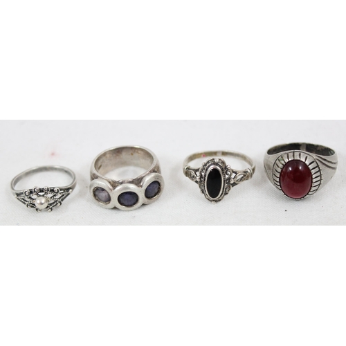 1151 - 9 assorted silver rings, various sizes and styles, some unmarked but XRF confirmed as silver