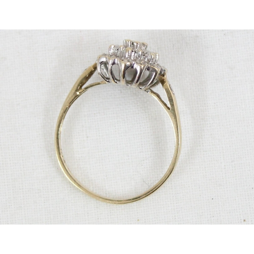 1152 - A 9ct gold and floral set diamond cluster ring, approx size T, approx 2.64g gross