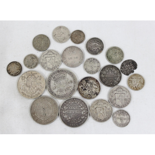 1271C - Qty of interesting silver coins, mainly British colonial to inc a hammered silver penny, all XRF tes... 