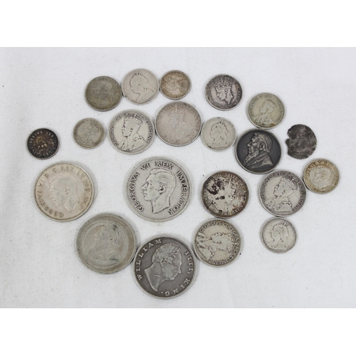 1271C - Qty of interesting silver coins, mainly British colonial to inc a hammered silver penny, all XRF tes... 