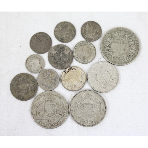 1271D - Qty of assorted mixed world coins, all XRF with silver content below 80% pure, approx 57.11g gross