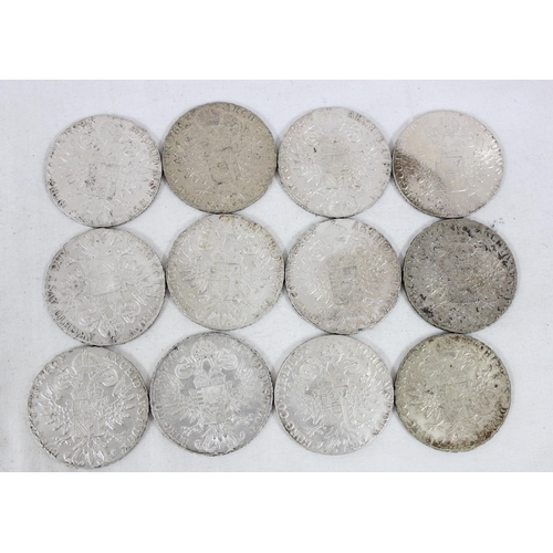 1271E - 12 Maria Theresa Thaler 1780 coins, restrikes, all XRF confirmed as silver approx 83% pure, approx 3... 