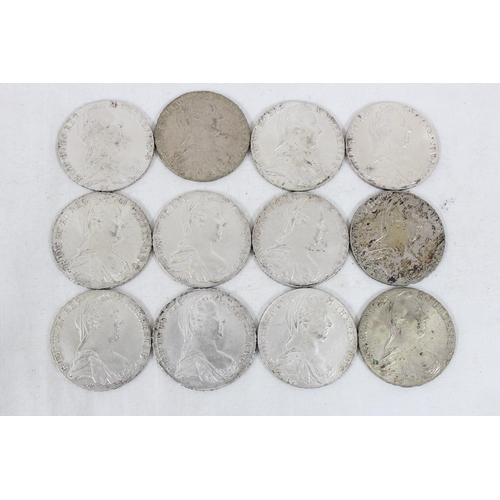 1271E - 12 Maria Theresa Thaler 1780 coins, restrikes, all XRF confirmed as silver approx 83% pure, approx 3... 