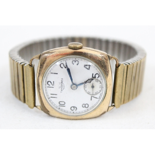 1348 - A vintage Tavannes Swiss made wristwatch in gold plated case and later expanding metal strap