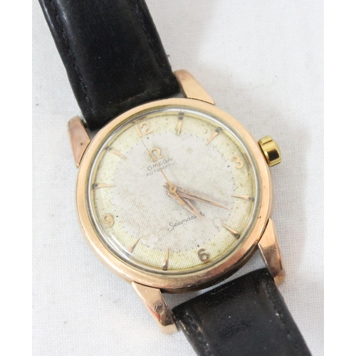 1360 - A vintage Omega Automatic Seamaster wristwatch in gold plated waterproof case, 12,9,6 & 3 numerals a... 