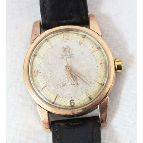 1360 - A vintage Omega Automatic Seamaster wristwatch in gold plated waterproof case, 12,9,6 & 3 numerals a... 