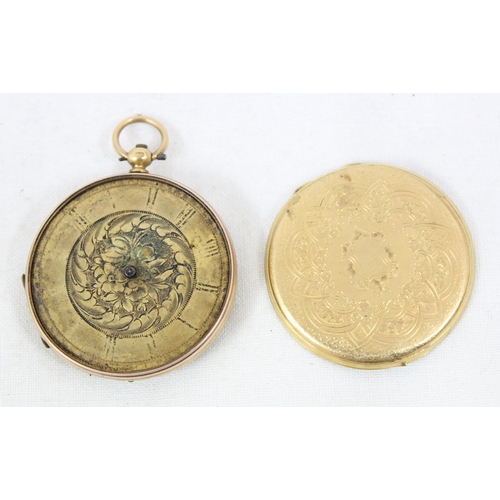 1362 - An antique 18ct gold cased fob watch in parts, suspension ring marked and case back XRF tested as 18... 