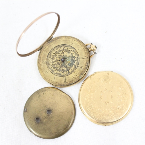 1362 - An antique 18ct gold cased fob watch in parts, suspension ring marked and case back XRF tested as 18... 