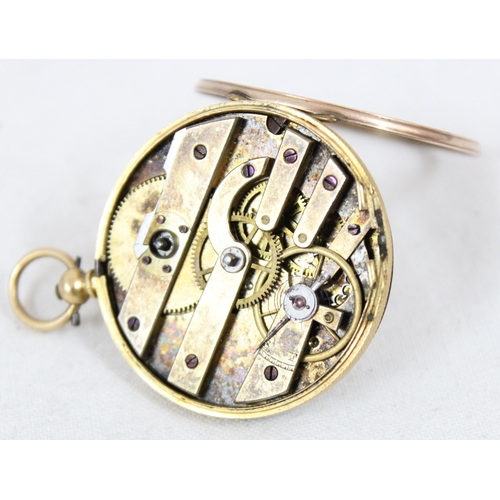 1362 - An antique 18ct gold cased fob watch in parts, suspension ring marked and case back XRF tested as 18... 