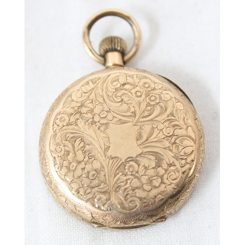 1363 - An antique 14ct gold cased fob watch in parts, unmarked but case back XRF tested as 14ct gold, appro... 