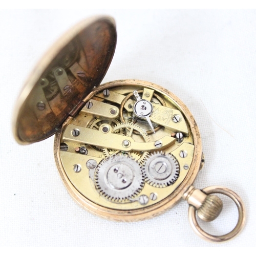 1363 - An antique 14ct gold cased fob watch in parts, unmarked but case back XRF tested as 14ct gold, appro... 