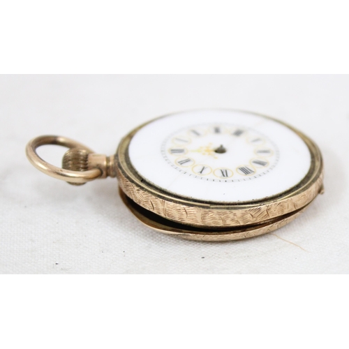 1363 - An antique 14ct gold cased fob watch in parts, unmarked but case back XRF tested as 14ct gold, appro... 