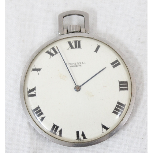 1364 - An unusual Universal Genève mechanical pocket watch in ultra slim steel case