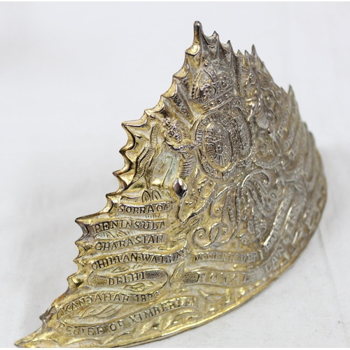 1437 - An early 20th century Kings Crown Royal Lancers helmet plate, post 1902, approx 19cm wide