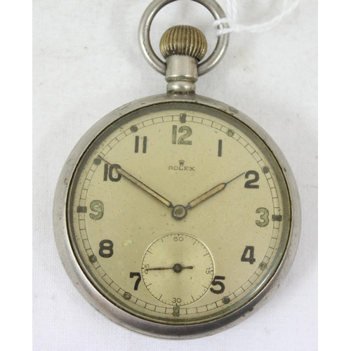 1441 - A C.WW2 period Rolex GS Mk II military pocket watch, case numbered A20624, with unusual non-black di... 