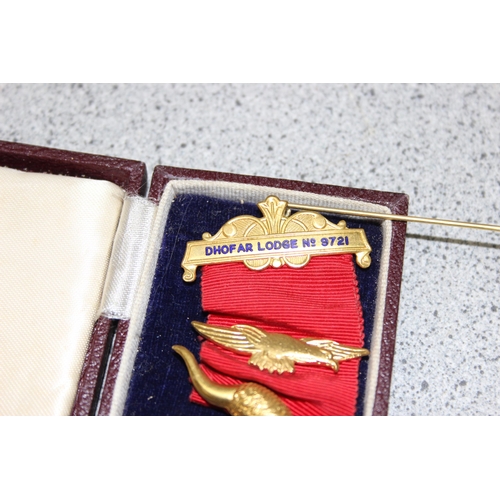 1057 - 2 silver gilt masonic medals, marked for Birmingham 1935 & 1970, one interestingly for Dhofar Lodge ... 