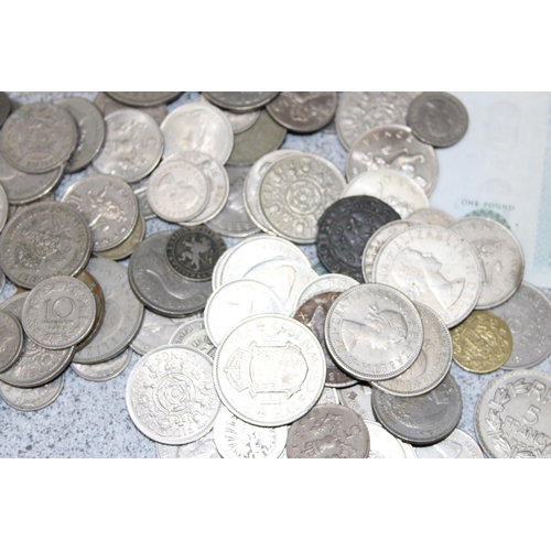 1166 - Qty of assorted mixed coins and notes to inc old £1 notes, various crowns etc