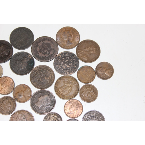 1169 - Qty of assorted antique copper coins,, mainly North American (USA & Canada)