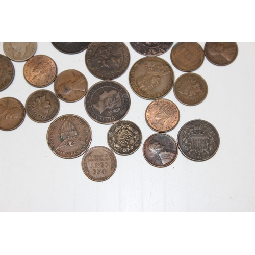 1169 - Qty of assorted antique copper coins,, mainly North American (USA & Canada)