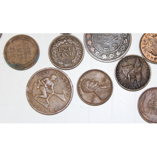 1169 - Qty of assorted antique copper coins,, mainly North American (USA & Canada)