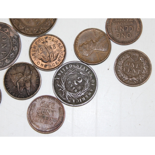 1169 - Qty of assorted antique copper coins,, mainly North American (USA & Canada)