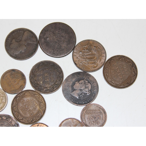 1169 - Qty of assorted antique copper coins,, mainly North American (USA & Canada)