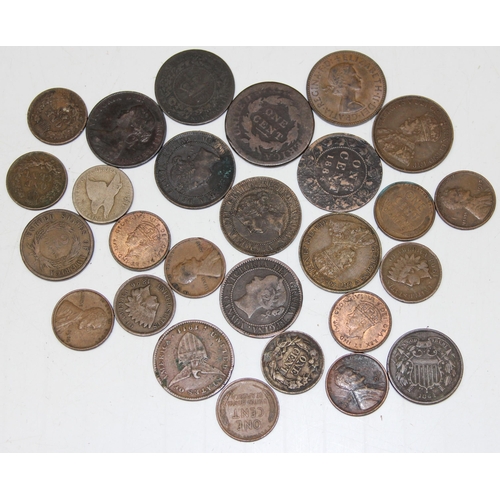 1169 - Qty of assorted antique copper coins,, mainly North American (USA & Canada)