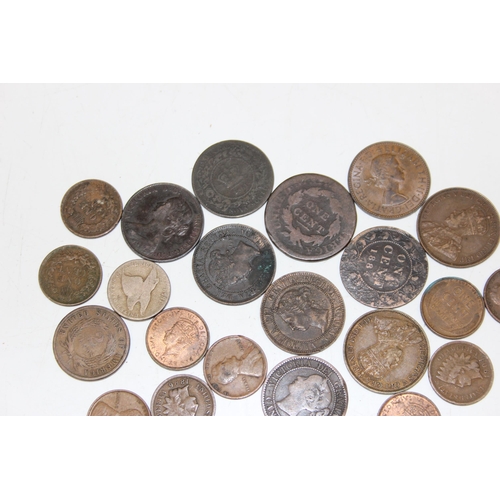 1169 - Qty of assorted antique copper coins,, mainly North American (USA & Canada)